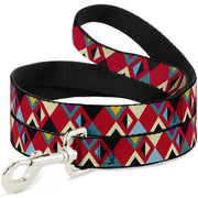 Dog Leash - Geometric9 Black/Red/Turquoise/Ivory