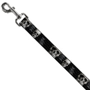 Dog Leash - Geometric 3-D Skull Face/Chevron Black/Grays/White