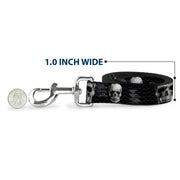 Dog Leash - Geometric 3-D Skull Face/Chevron Black/Grays/White