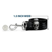 Dog Leash - Geometric 3-D Skull Face/Chevron Black/Grays/White
