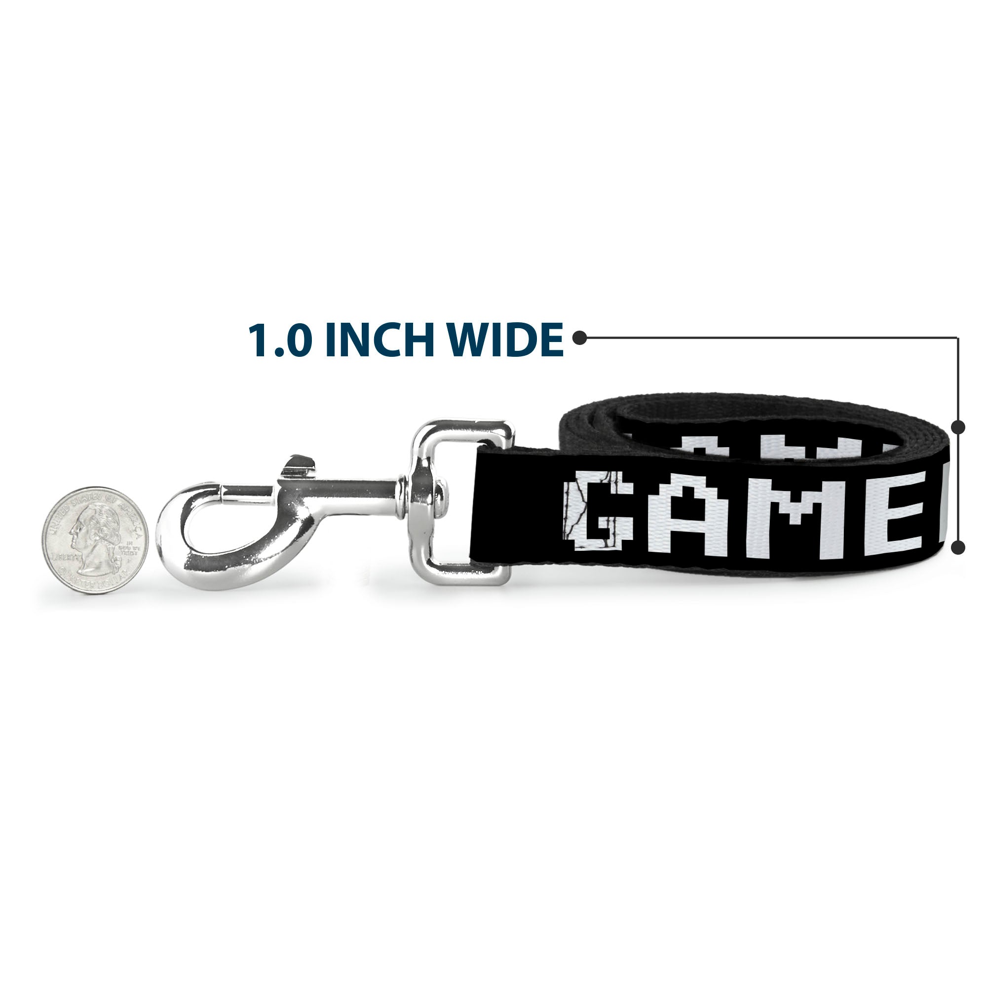 Dog Leash - GAMER 1/Heart 8-Bit Black/White/Red