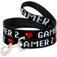 Load image into Gallery viewer, Dog Leash - GAMER 2/Heart 8-Bit Black/White/Red
