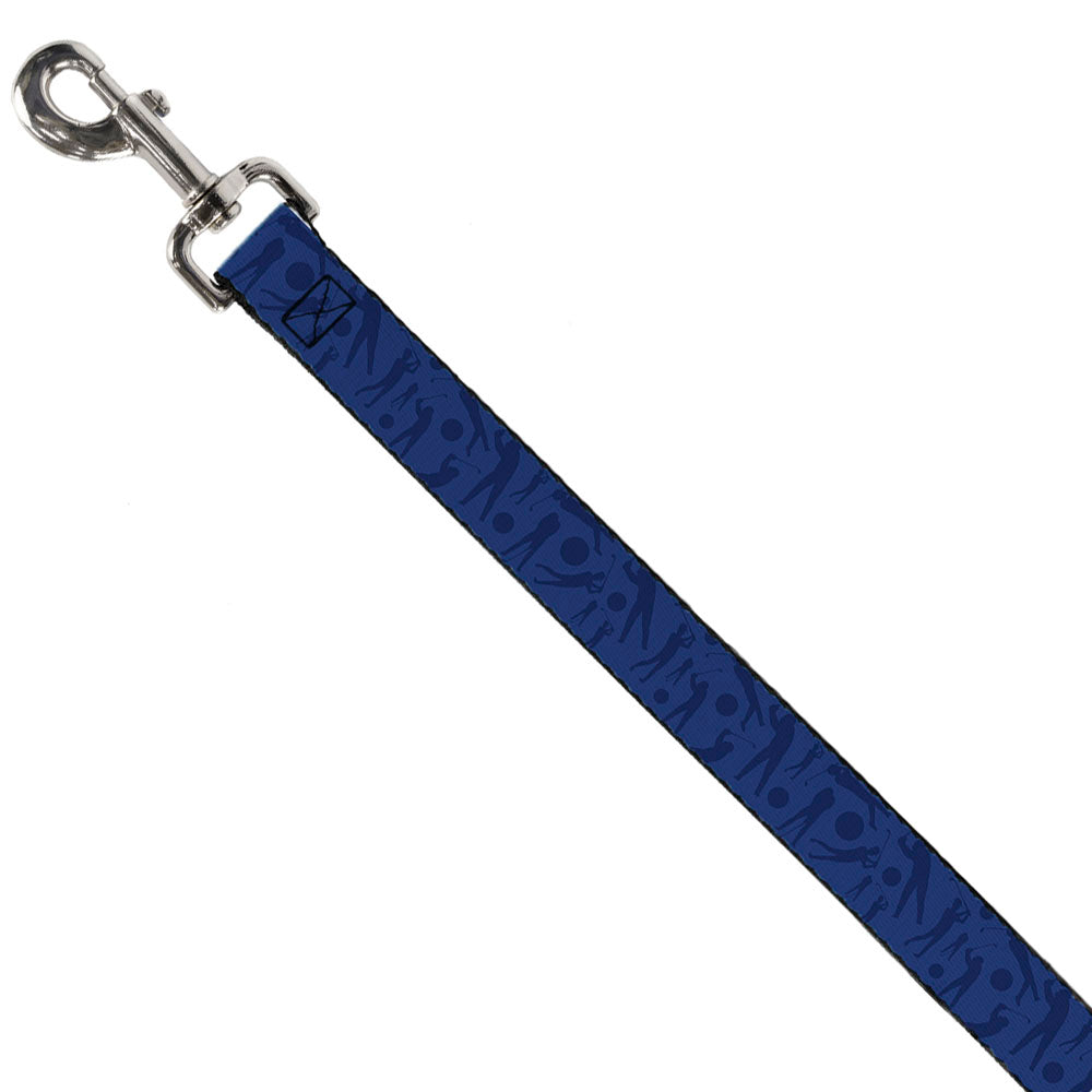 Dog Leash - Golfing Silhouettes Collage Blues