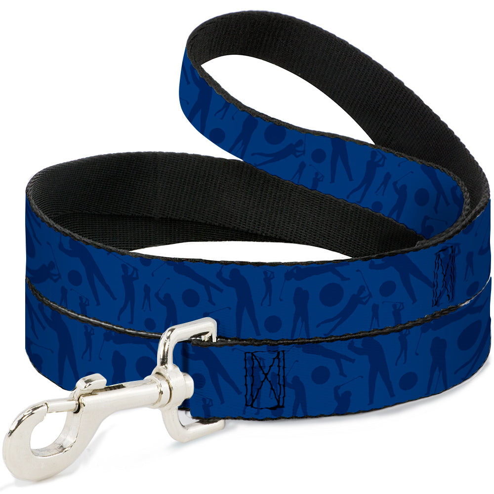 Dog Leash - Golfing Silhouettes Collage Blues