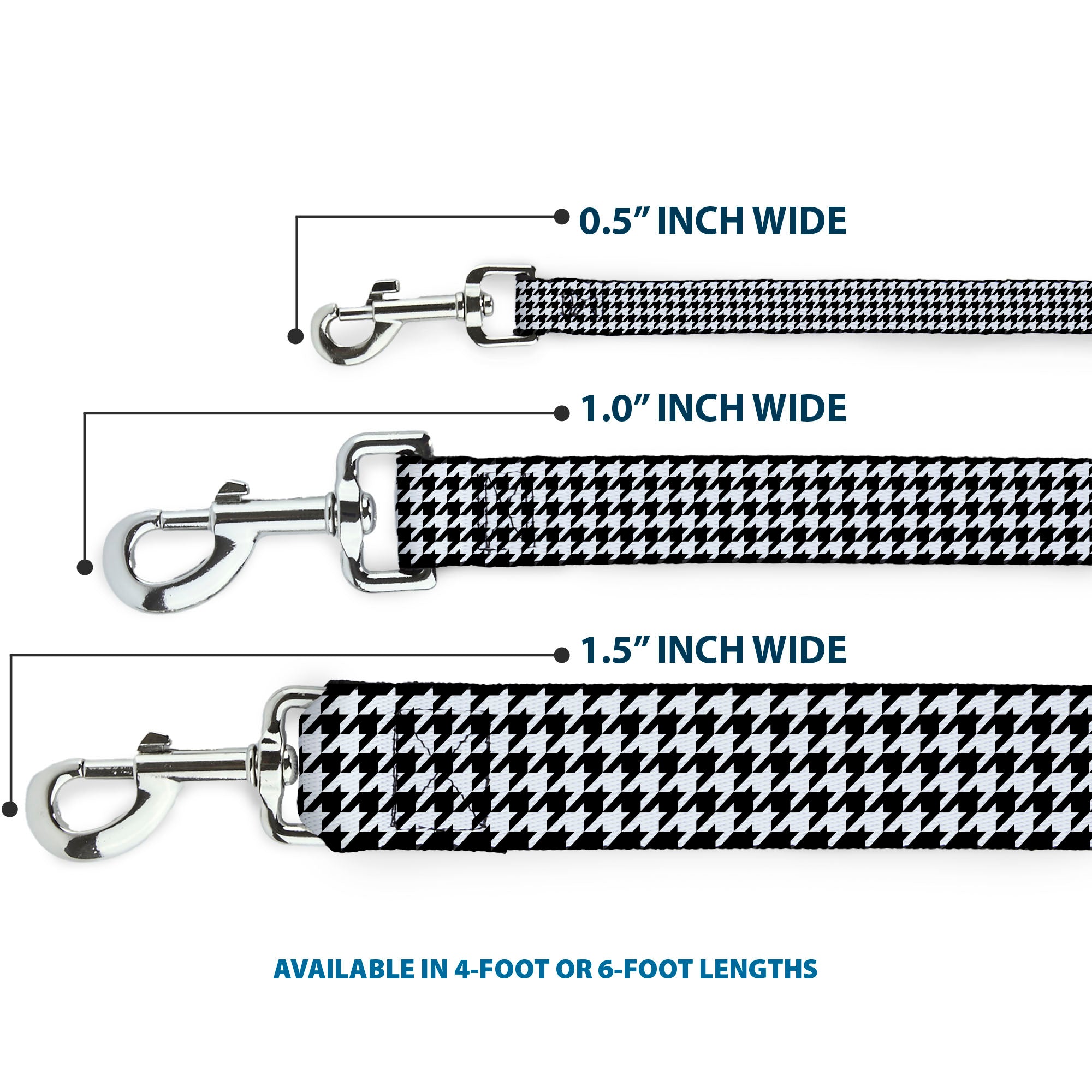 Dog Leash - Houndstooth Black/White