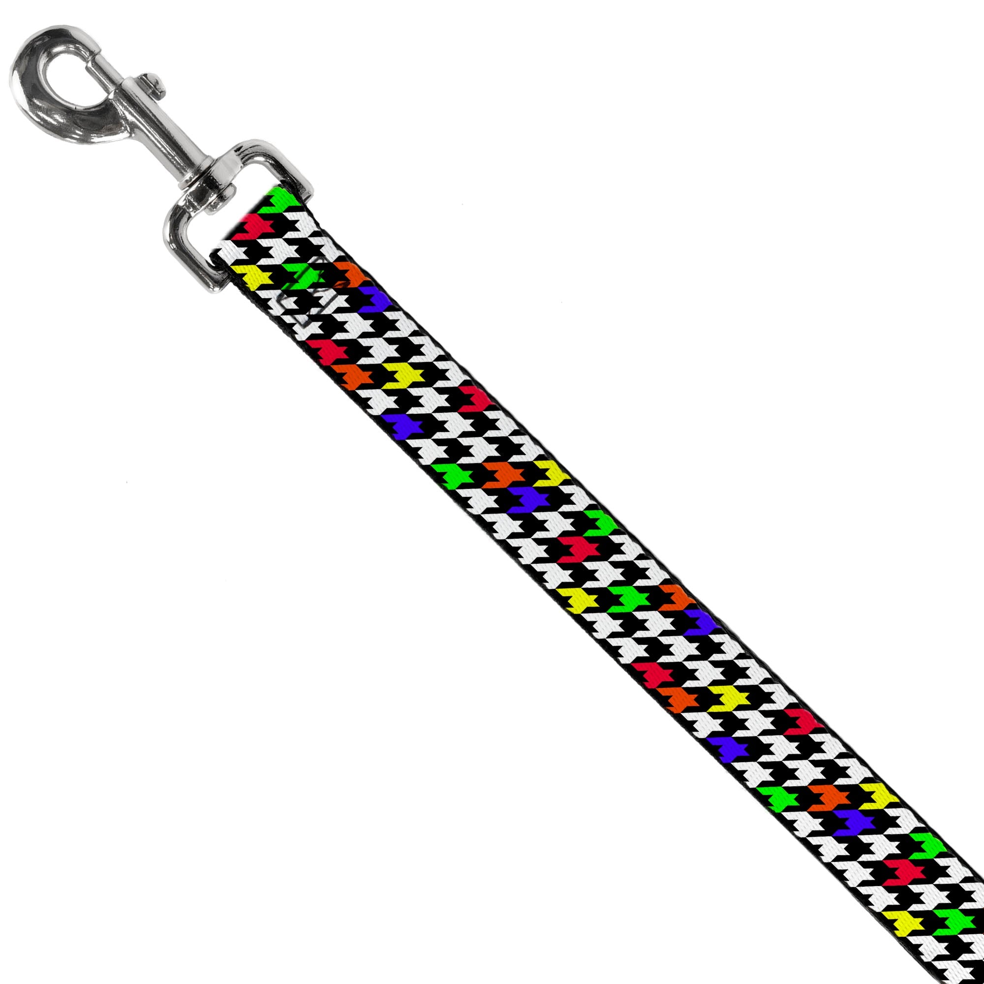 Dog Leash - Houndstooth Black/White/Multi Neon