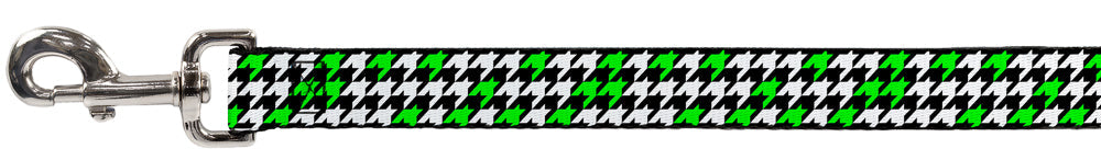 Dog Leash - Houndstooth Black/White/Neon Green