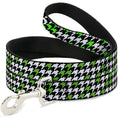 Load image into Gallery viewer, Dog Leash - Houndstooth Black/White/Neon Green
