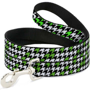 Dog Leash - Houndstooth Black/White/Neon Green