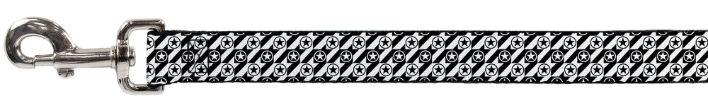 Dog Leash - Houndstooth Star Black/White