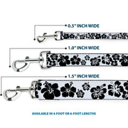 Dog Leash - Hibiscus White/Black