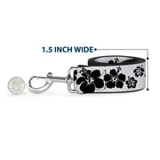 Dog Leash - Hibiscus White/Black