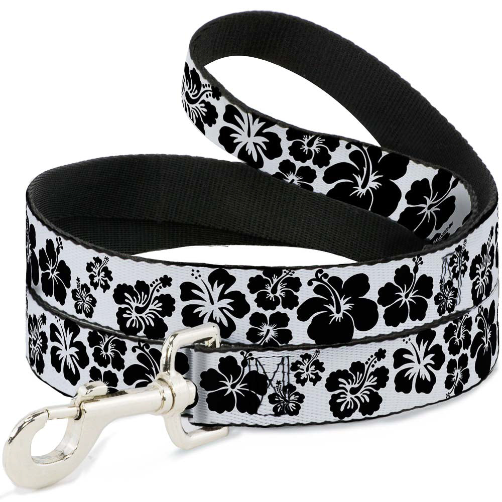 Dog Leash - Hibiscus White/Black