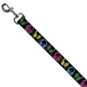 Dog Leash - Headphones Buffalo Plaid Black/Neon