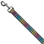 Dog Leash - Houndstooth Black/Rainbow