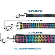 Dog Leash - Houndstooth Black/Rainbow