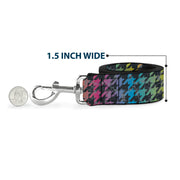 Dog Leash - Houndstooth Black/Rainbow