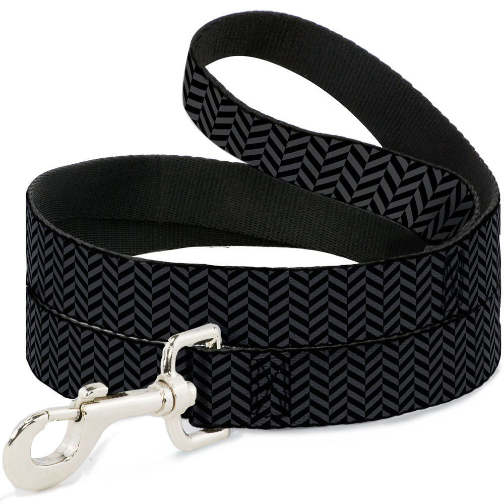 Dog Leash - Herringbone Black/Gray