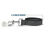 Dog Leash - Herringbone Jagged Black/White