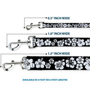 Dog Leash - Hibiscus Black/White