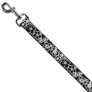 Dog Leash - Hibiscus Outline Black/White