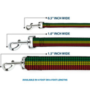 Dog Leash - Houndstooth Black/Rasta