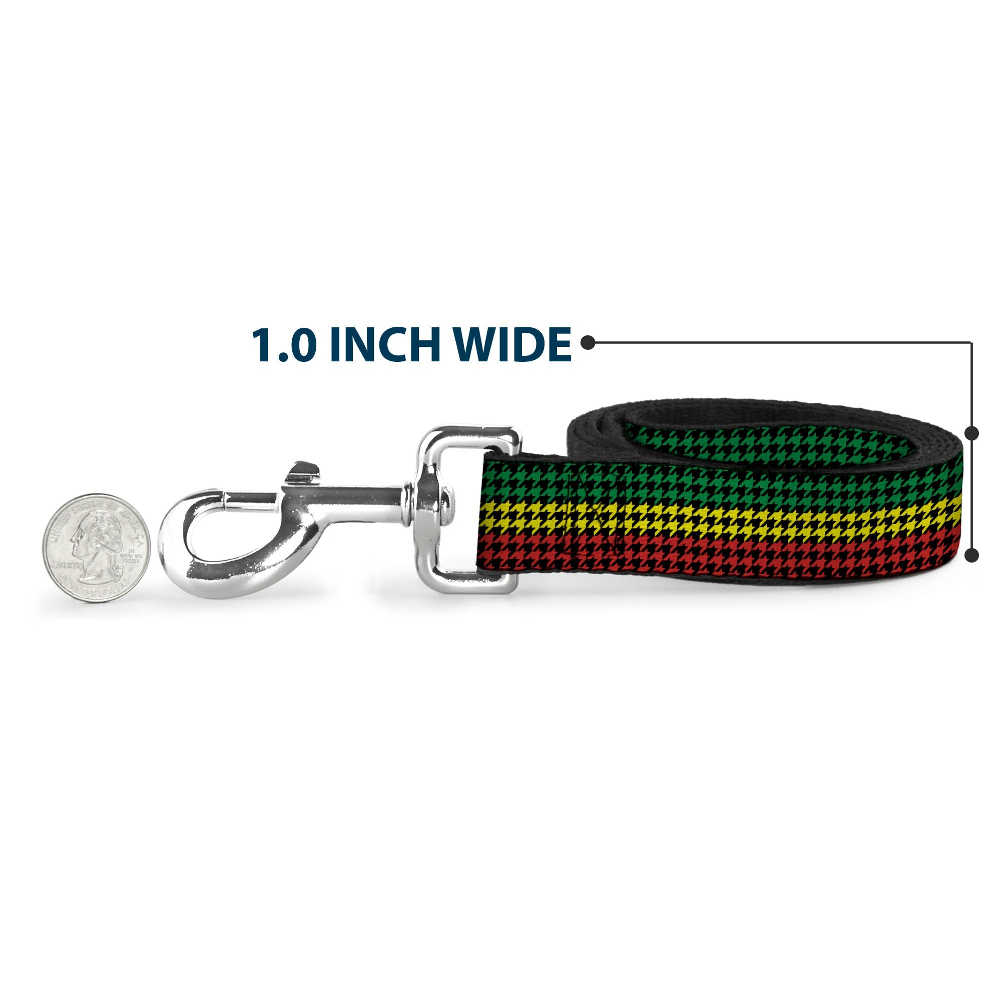 Dog Leash - Houndstooth Black/Rasta