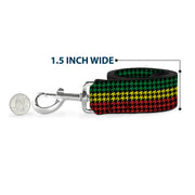 Dog Leash - Houndstooth Black/Rasta