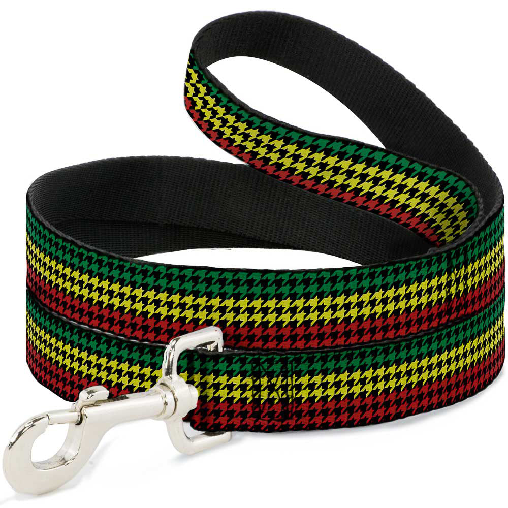 Dog Leash - Houndstooth Black/Rasta