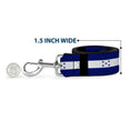 Load image into Gallery viewer, Southlake Paws dog leash featuring Honduras flag design, 1.5 inches wide, with a silver clip and quarter for size reference.
