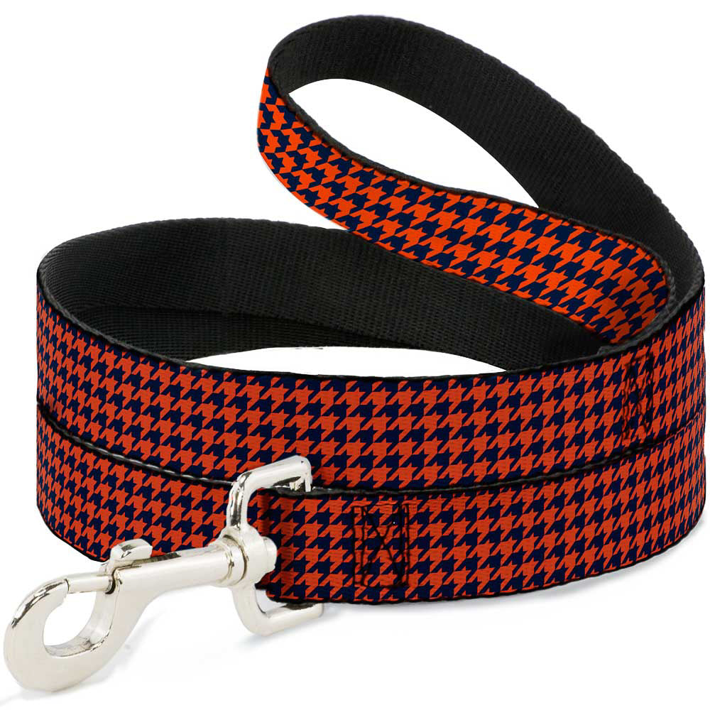 Dog Leash - Houndstooth Orange/Blue