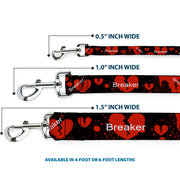 Dog Leash - Heart Breaker Black/White/Red