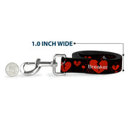 Dog Leash - Heart Breaker Black/White/Red