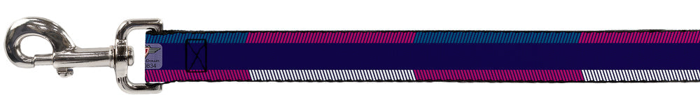Dog Leash - Hash Mark Stripe Navy/Turquoise/Fuchsia/White