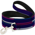Load image into Gallery viewer, Dog Leash - Hash Mark Stripe Navy/Turquoise/Fuchsia/White
