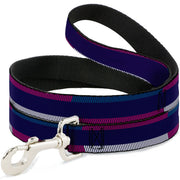 Dog Leash - Hash Mark Stripe Navy/Turquoise/Fuchsia/White