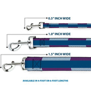 Dog Leash - Hash Mark Stripe Turquoise/Fuchsia/White