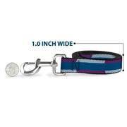 Dog Leash - Hash Mark Stripe Turquoise/Fuchsia/White