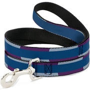 Dog Leash - Hash Mark Stripe Turquoise/Fuchsia/White