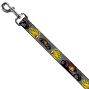 Dog Leash - Hot Rod w/Flame Skull