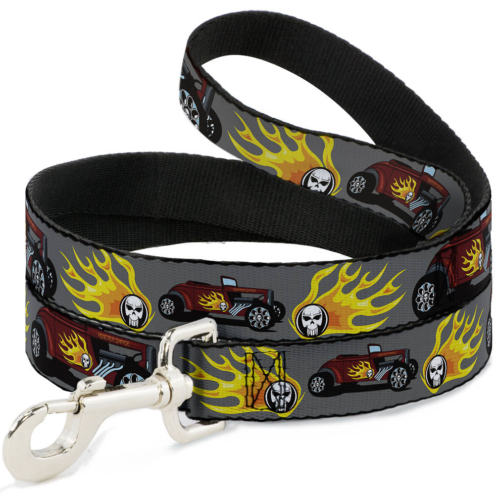 Dog Leash - Hot Rod w/Flame Skull