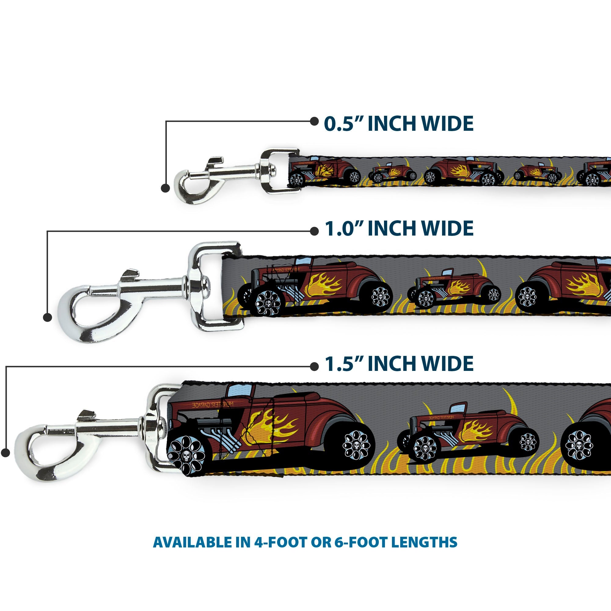 Dog Leash - Hot Rod w/Flames