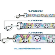 Dog Leash - Happy/Sad Bunnies & Stars White/Pastel
