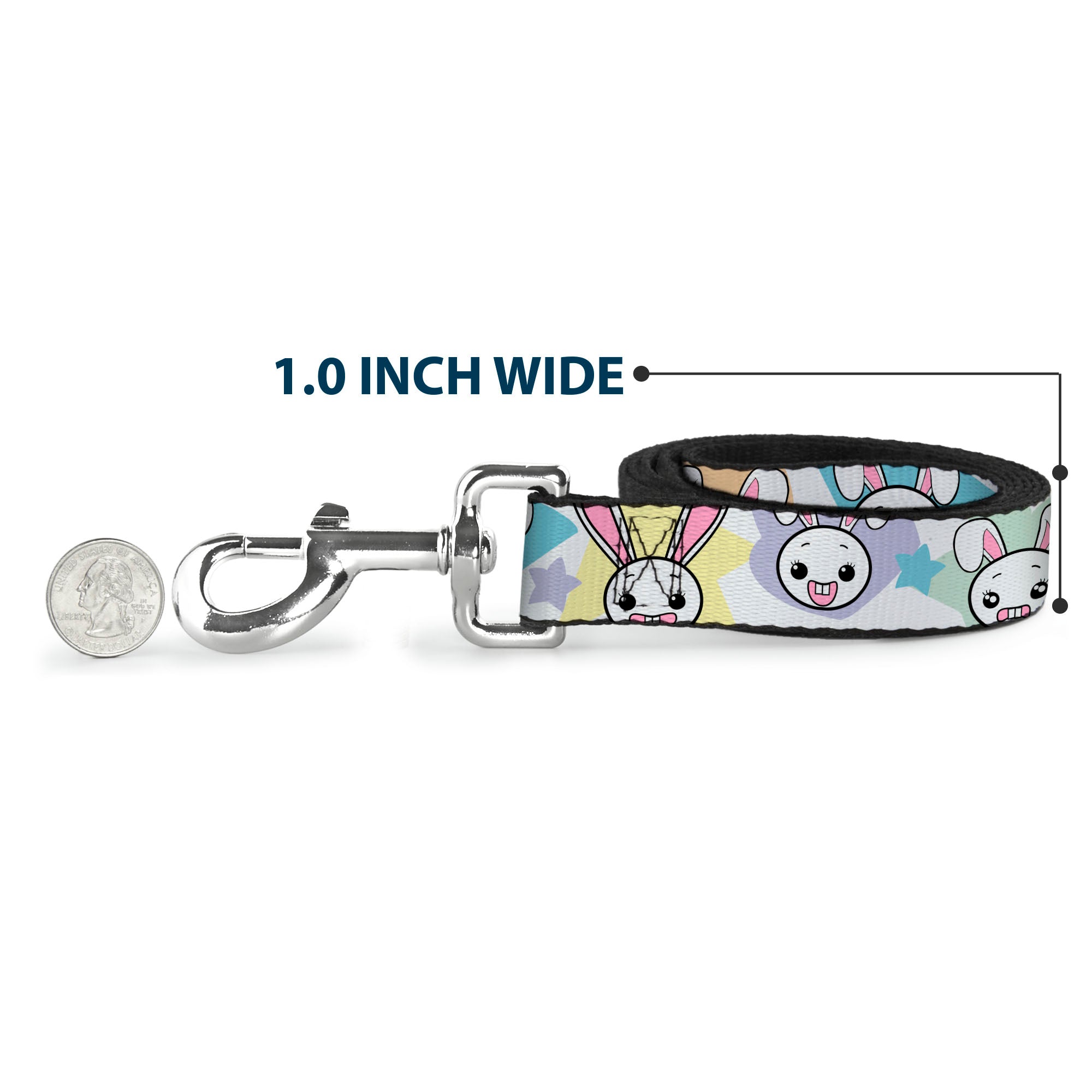 Dog Leash - Happy/Sad Bunnies & Stars White/Pastel