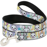 Dog Leash - Happy/Sad Bunnies & Stars White/Pastel