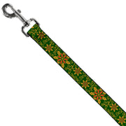 Dog Leash - Holiday Holly Green/Gold/Red