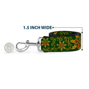 Dog Leash - Holiday Holly Green/Gold/Red