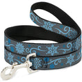 Load image into Gallery viewer, Dog Leash - Holiday Snowflakes Gray/Blue
