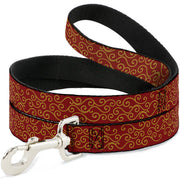 Dog Leash - Holiday Trim Swirls Red/Gold