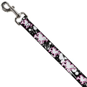 Dog Leash - Heart & Cross Bones w/Splatter Black/White